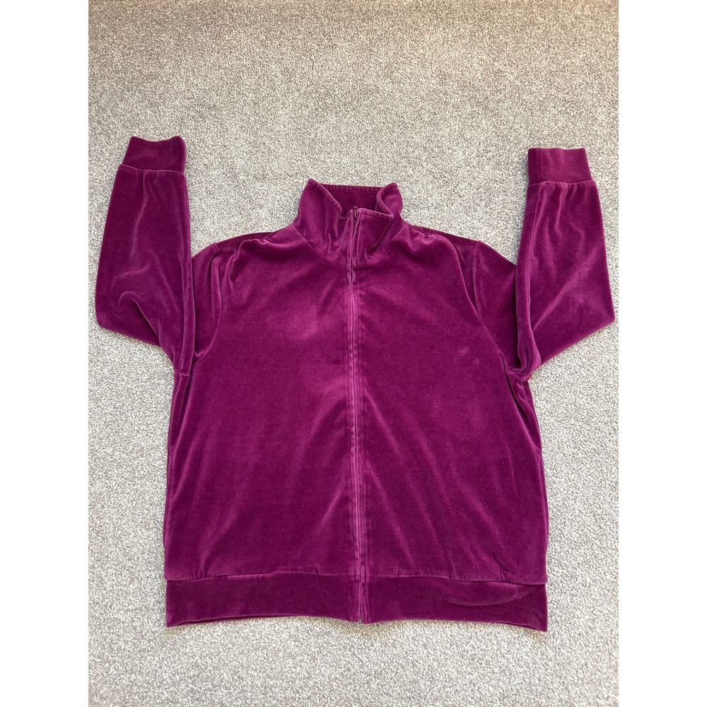 Y2K DP Lifestyle Velour Track Jacket Womens PL Purple Excellent Full Zip Neck